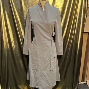 ✨🐈‍⬛ Marianna Déri Grey Wrap Dress 👗 Feminine Luxe NEW 🖤💫